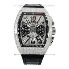 Franck Muller Vanguard V45 Chronograph 904L Steel Diamonds Embedded Dial Swiss Replica