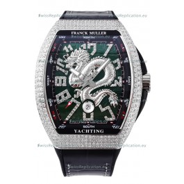 Franck Muller Vanguard Yachting Dragon V45 Green Dial in Diamonds Bezel Swiss Replica