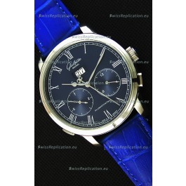 Glashuette Dual Sub Dial Japanese Replica Watch in Blue Dial