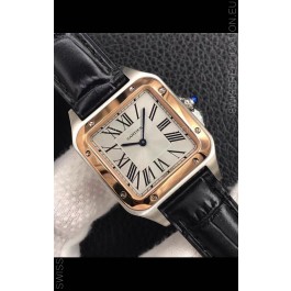 Cartier Santos Dumont 1:1 Mirror Swiss Replica Watch in Steel Casing Rose Gold Bezel 42MM
