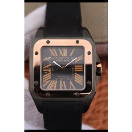 Cartier Santos Titanium Casing Watch in Rose Gold Bezel 1:1 Mirror Quality - Automatic Movement