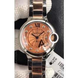 Ballon De Cartier Swiss Quartz 1:1 Mirror Quality 28MM in Two Tone Rose Gold Strap