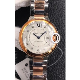 Ballon De Cartier Swiss Quartz 1:1 Mirror Quality 28MM in Two Tone Rose Gold Casing