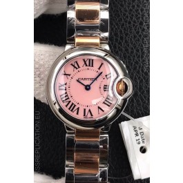 Ballon De Cartier Swiss Quartz 1:1 Mirror Quality 28MM in Two Tone Rose Gold Strap