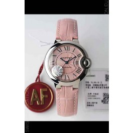 Ballon De Cartier Swiss Automatic 1:1 Mirror Quality 33MM in Pink Dial/Strap 