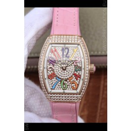 Franck Muller Vanguard Ladies 1:1 Mirror Swiss Replica Watch 32MM Wide Rose Gold Casing
