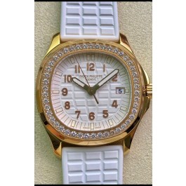 Patek Philippe Aquanaut LUCE 5072R-001 Quartz Swiss Replica Watch in Yellow Gold White Dial - 35MM