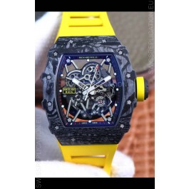 Richard Mille RM35-02 Rafael Nadal Forged Carbon Case with Yellow Strap - 1:1 Super Swiss Quality