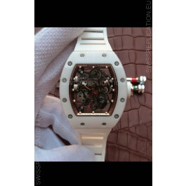 Richard Mille RM055 Ceramic Casing 1:1 Mirror Replica Watch in Rose Gold Dial in White Strap