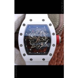 Richard Mille RM055 Ceramic Casing 1:1 Mirror Replica Watch in White Strap 