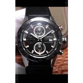 Tag Heuer Carrera Heuer 01 Swiss Replica Watch in Steel Casing Ceramic Bezel 43MM