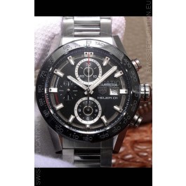 Tag Heuer Carrera Heuer 01 Swiss Replica Watch in Steel Casing Ceramic Bezel 43MM