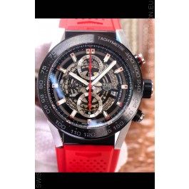 Tag Heuer Carrera Heuer 01 Swiss Replica Watch in Red Strap 45MM 