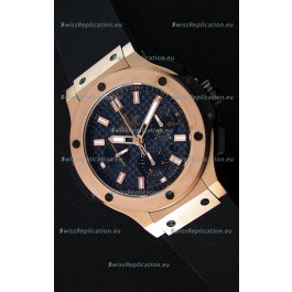 Hublot Big Bang Carbon Dial Pink Gold Case Swiss Replica Watch : 1:1 Mirror Replica 