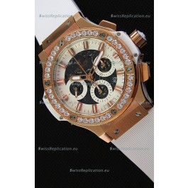 Hublot Big Bang Diamonds Bezel Watch in Pink Gold Case Swiss Replica Watch