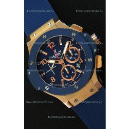 Hublot Big Bang Blue Pink Gold Case Swiss Replica Watch 1:1 Mirror Replica