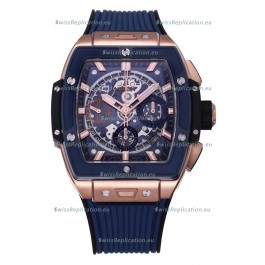 Hublot Spirit of Bang Rose Gold Casing Blue Dial Ceramic Bezel - 42MM Swiss Replica