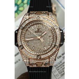 Hublot Big Bang One Click Diamonds Paved Dial Rose Gold Swiss Replica Watch 39MM