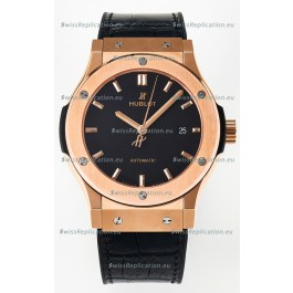 Hublot Super Clone Classic Fusion Rose Gold 42MM 1:1 Mirror Replica Watch Black Dial