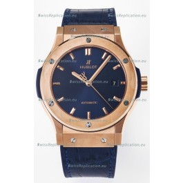 Hublot Super Clone Classic Fusion Rose Gold 42MM 1:1 Mirror Replica Watch Blue Dial