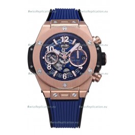 Hublot Big Bang Unico Blue Rose Gold Casing 1:1 Mirror Edition Swiss Replica Watch