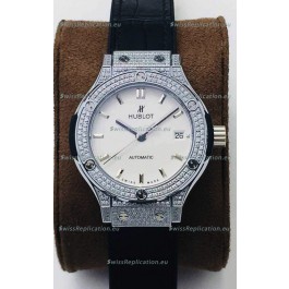 Hublot Classic Fusion Diamonds Steel White Dial 38MM Swiss Replica Watch 1:1 Mirror Quality