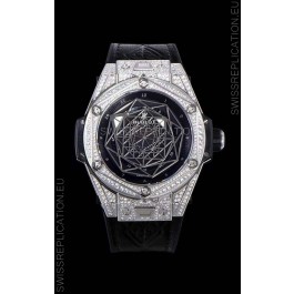 Hublot Big Bang One Click Sang Bleu 1:1 Mirror Replica in Stainless Steel Casing 45MM - Black Dial