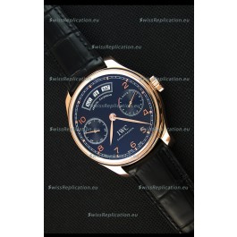IWC Portugieser Annual Calender Midnight Blue Pink Gold IW503504 1:1 Mirror Replica