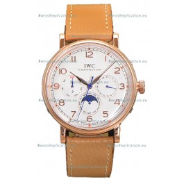 IWC Portofino Perpetual Calendar IW3446 Rose Gold White Dial Swiss Replica Watch 