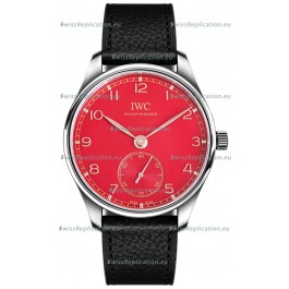 IWC Portugieser Automatic 40 IW3583 Red Dial in Stainless Steel 1:1 Mirror Replica Watch 