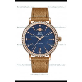 IWC Portofino IW6596 Automatic Moon Phase Rose Gold Casing Watch in Blue Dial 37MM