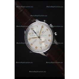 IWC Portuguese Chronograph Stainless Steel with Diamonds 1:1 Mirror Replica Watch