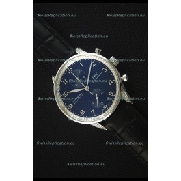 IWC Portuguese Chronograph Black Dial/Strap with Diamonds 1:1 Mirror Replica Watch