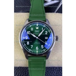 IWC Pilot MARK Series IW328205 1:1 Mirror Swiss Replica Watch in Green Dial Rubber Strap