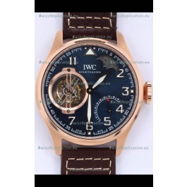 IWC Portuguese Genuine Swiss Tourbillon Movement Rose Gold Watch in Blue Dial 