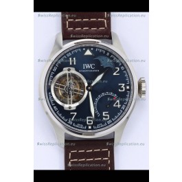 IWC Portuguese Genuine Swiss Tourbillon Movement Steel Watch in Blue Dial 