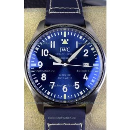 IWC Pilot MARK XX Series IW328203 1:1 Mirror Swiss Replica Watch in Blue Dial Leather Strap