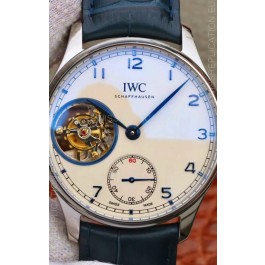 IWC Portuguese Genuine Swiss Tourbillon Movement Watch in White Dial