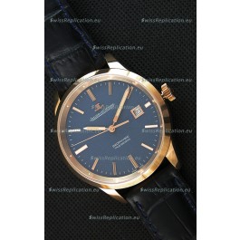 Jaeger LeCoultre Geophysic True Second Pink Gold Swiss Replica Watch Blue Dial 