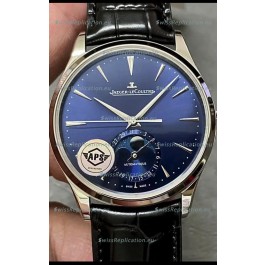 Jaeger LeCoultre Master Ultra Thin Moon Blue Dial 904L Steel 1:1 Mirror Replica Watch