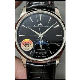 Jaeger LeCoultre Master Ultra Thin Moon Black Dial 904L Steel 1:1 Mirror Replica Watch