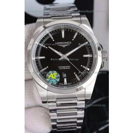 Longines Conquest Automatic Black Dial Automatic Watch in Steel Casing