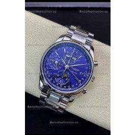 Longines Master Collection REF L2.673.4.92.6 Swiss Replica Watch in Blue Dial Steel Strap
