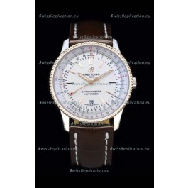 Breitling Navitimer 1 Automatic Swiss Replica Watch in White Dial Rose Gold Bezel