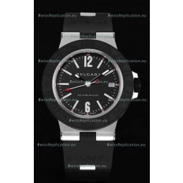 Bvlgari Aluminum 1:1 Mirror Swisss Replica Watch in Black Dial 