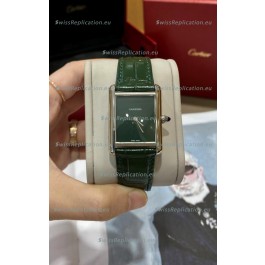 Must De Cartier Tank Edition Watch in 904L Stainless Steel Casing Green Dial