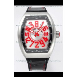 Franck Muller Vanguard Crazy Hours in Stainless Steel - White Dial Swiss Replica Watch 