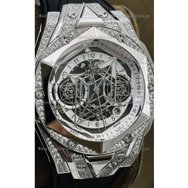 Hublot Big Bang UNICO Sang Bleu II Stainless Steel Diamonds 1:1 Mirror Quality Swiss Replica Watch 