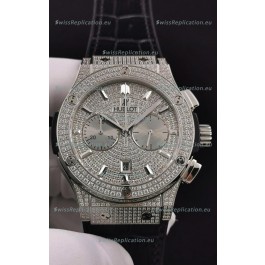 Hublot Classic Fusion Chronograph Steel Diamonds Dial and Casing 1:1 Mirror Replica Watch 