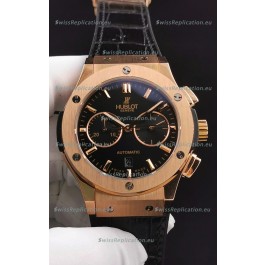 Hublot Classic Fusion Chronograph Rose Gold Casing Black Dial 1:1 Mirror Replica Watch 